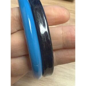 Vintage Style Chunky Lucite Bangle Bracelets Teal Black Set of 2